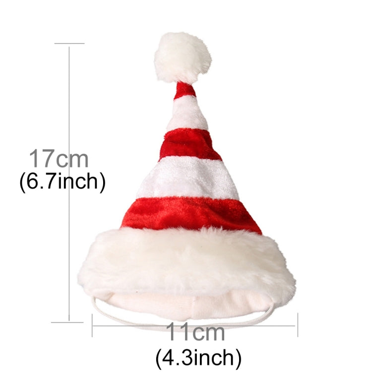 Red-and-white striped pet Christmas hat, 17 cm tall and 11 cm brim width