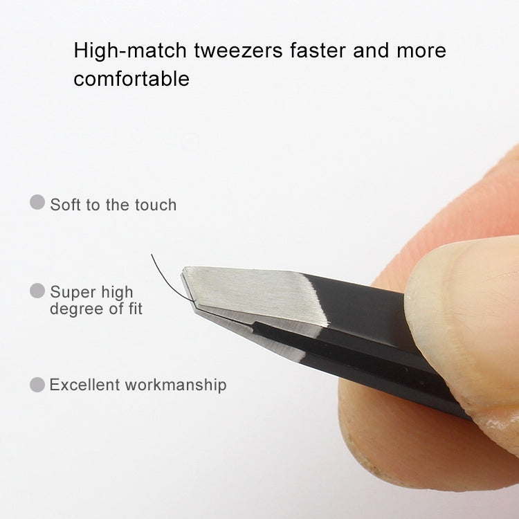 Stainless eyebrow scissor tip held near fingertips, showcasing a precise cutting edge