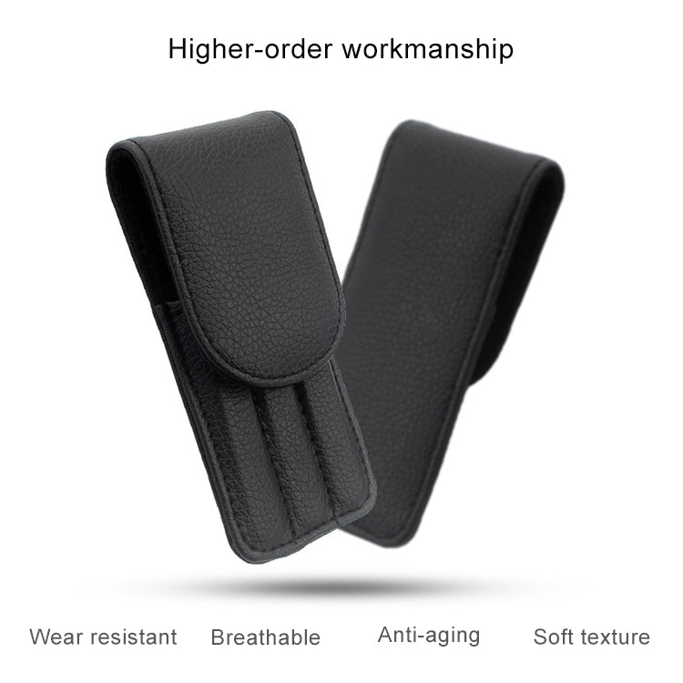 Two black faux-leather storage cases for eyebrow scissors with padded interior slots