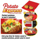 Red microwave potato cooker bag with Potato Express branding and step icons