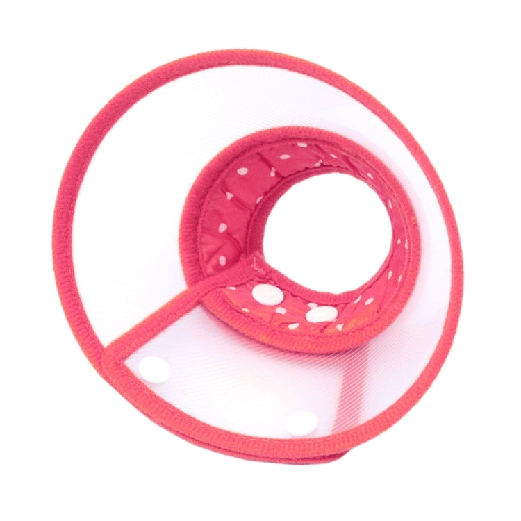 Pink protective pet neck collar ruff with clear window and white button holes