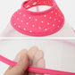 Pink ruff pet neck collar with white polka-dot fabric and elastic edge
