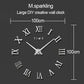 Large DIY wall clock with Roman numeral dial, black hands, and tick markers