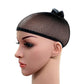 Black mesh wig liner cap side view with small bow