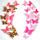 Butterfly wall sticker set with brown and pink butterflies, plus white polka-dot butterflies