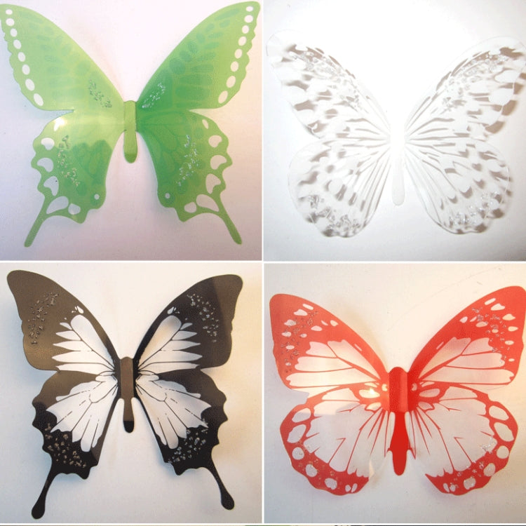 Butterfly wall stickers, green, white, dark brown, and red butterfly pairs