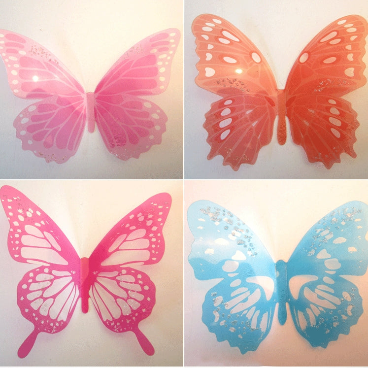 Butterfly wall stickers, pink, orange, and light blue butterfly pairs