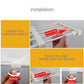 Installation view of white cabinet shelf rails with adjustable screw locks