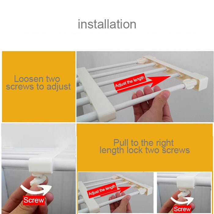 Installation view of white cabinet shelf rails with adjustable screw locks