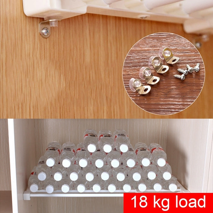 Adjustable wardrobe storage baffle shelf with mounting hardware and load capacity design