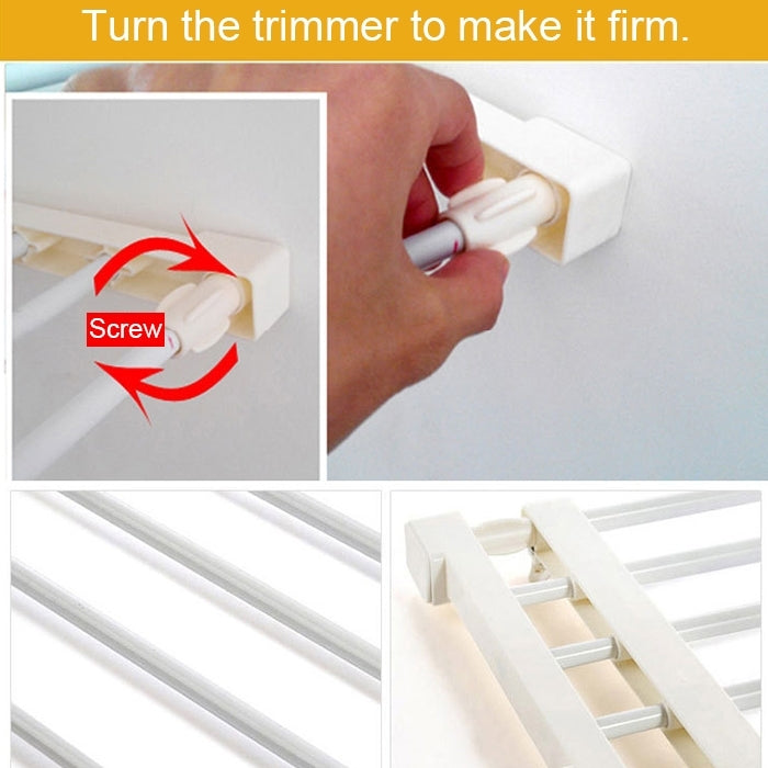 Adjustable wardrobe storage baffle shelf tightening knob screws and locking trim