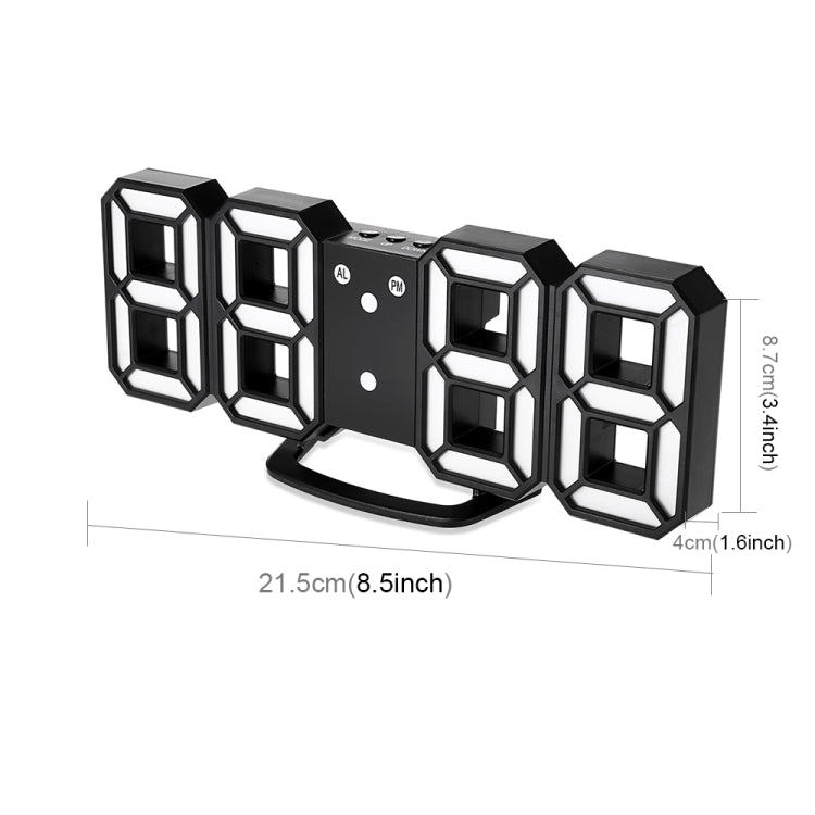 Black LED digital wall alarm clock module with raised 3D cube-style time digits
