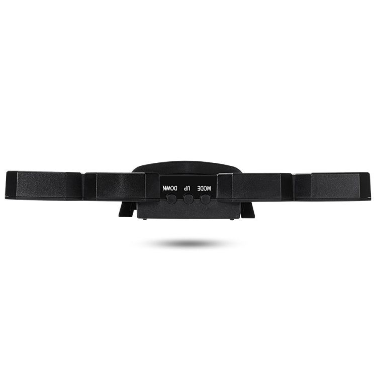 Black LED wall alarm clock rear controls and viewing stand with adjustable base