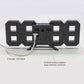 Black LED digital wall alarm clock back with battery slot and charging cable ports