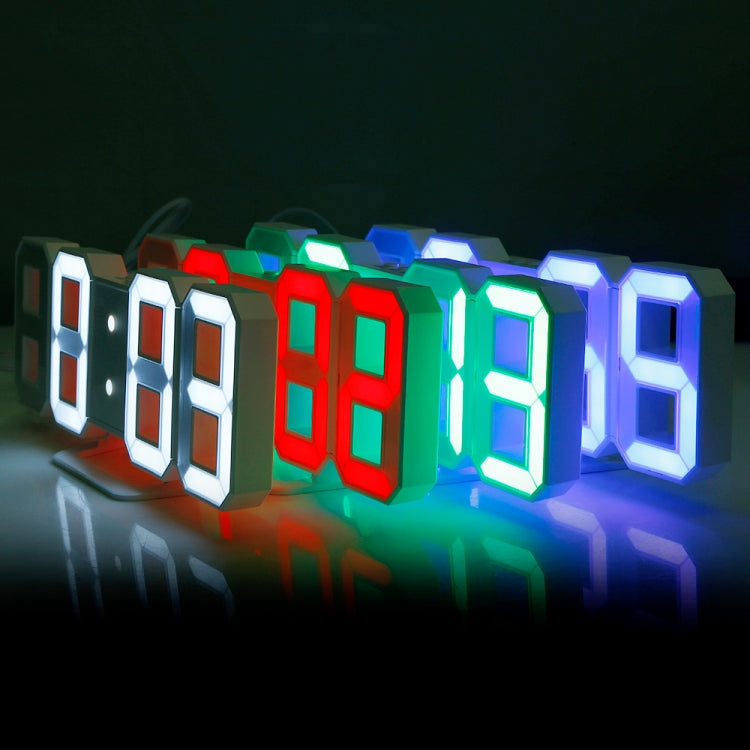 3D LED digital alarm clock with black case and multi-color glowing numbers