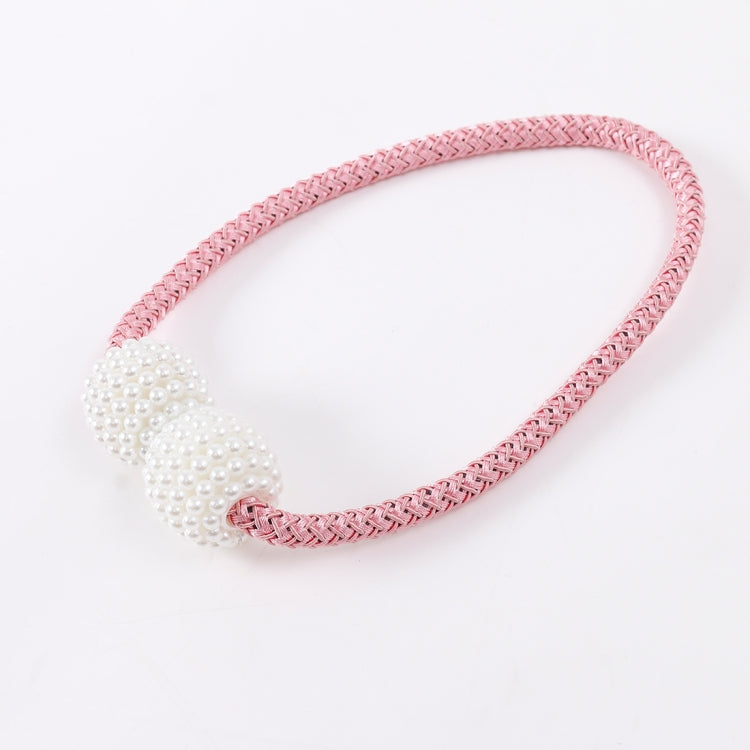 Pink braided curtain strap with pearl ball magnetic clasp end