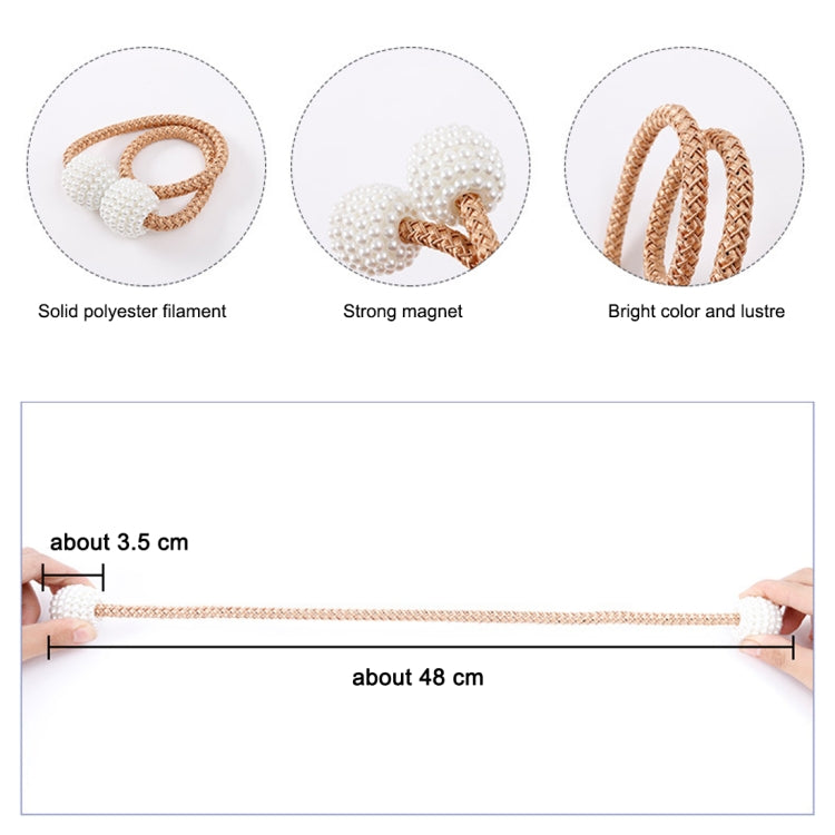 Pearl ball magnetic curtain strap with pink braided loop