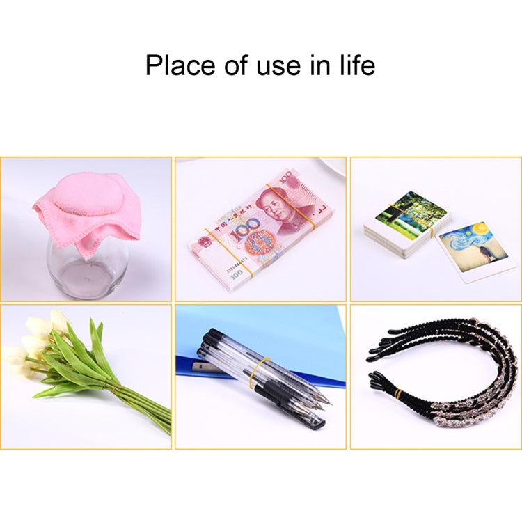 Yellow elastic rubber bands use-in-life infographic panel