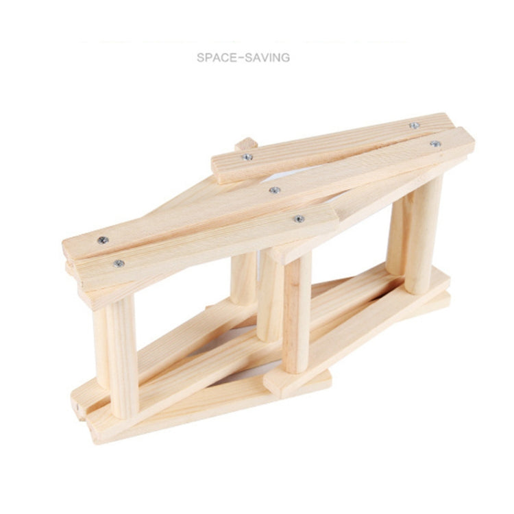 Light wood foldable wine bottle rack with hinged frame and crisscross supports