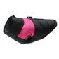 Pet dog padded winter vest, black with pink side panel, padded body and zipper