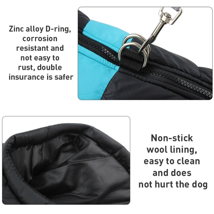 Pet dog winter vest with zinc D-ring leash attachment and nonstick wool lining