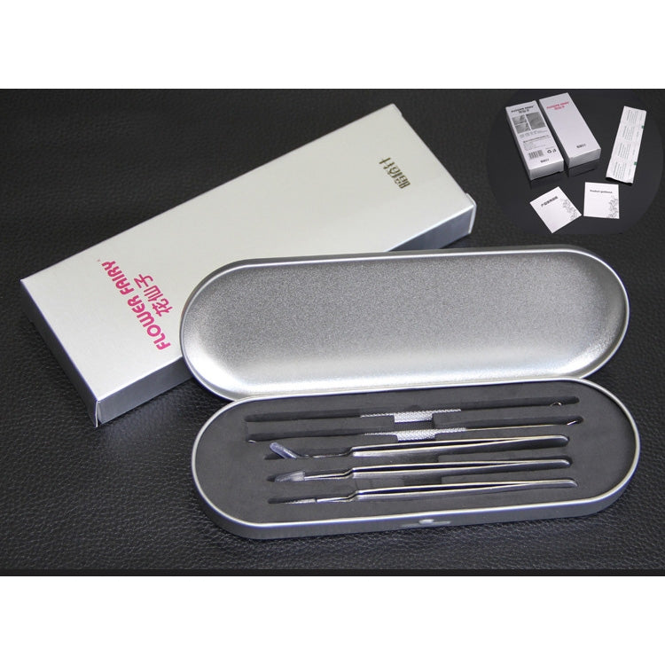Acne pimple extractor tools set in metal case with included boxes