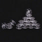 Clear plastic bobbin set with multiple spool holders and round base discs