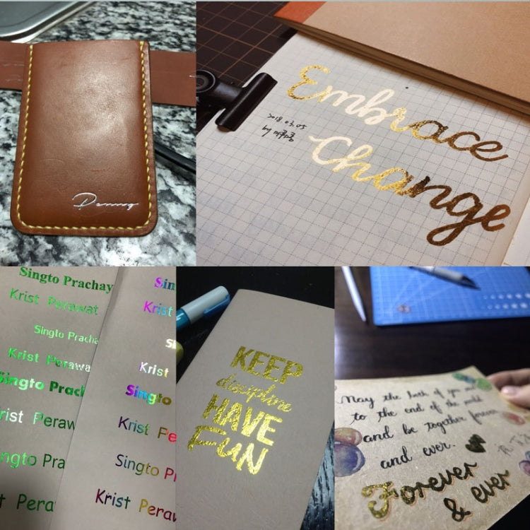 Gold foil printed typography on light craft paper sheet for decoration