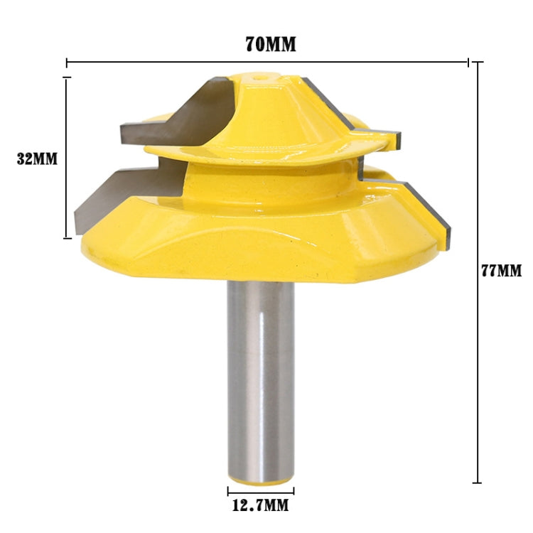 45-degree engagement tenon cutter blade with 1/2 in shank, labeled dimensions