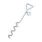Stainless steel spiral dog tie-out stake with top U-handle and swivel ring