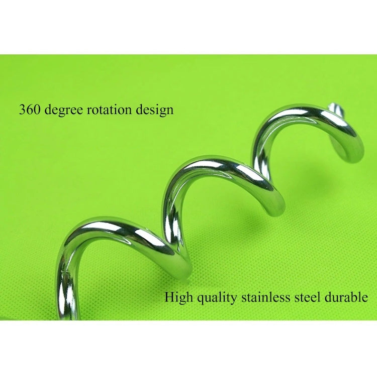 Stainless steel helical coil design for dog tie-out stake, reflective finish