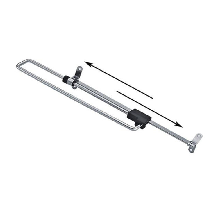Telescopic wardrobe clothes rail with black locking sliders and mounting ends
