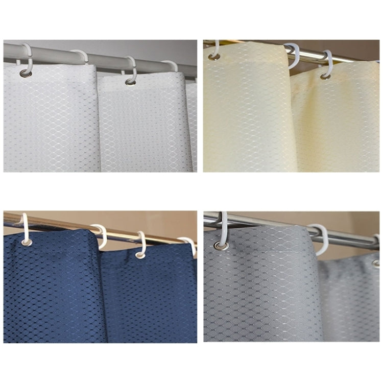 Shower curtain styles in white, cream, navy, and gray with honeycomb texture and grommets