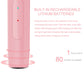 Pink ear endoscope handle with indicator lights and power buttons; rechargeable design