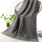 Grey bath towel with folded edge and visible looped terry texture