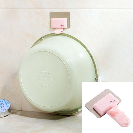 Pink adhesive wall hook set with square backing and small hanging hook