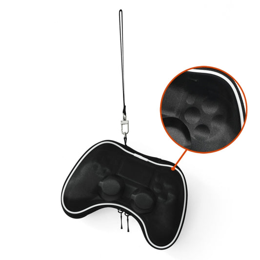 Black EVA controller storage bag with hanging strap; textured shockproof top detail