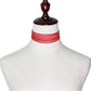 Layered flannel choker necklace, red 6-layer strip design with silver clasp