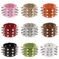 Assorted studded leather conical-tip spike bracelets with silver rivets, multicolor set