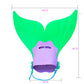 Kids diving monofin swim fin, green blade with purple adjustable foot pocket; front view
