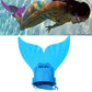 Kids diving monofin swim fin with adjustable foot pocket, blue fin and blue base