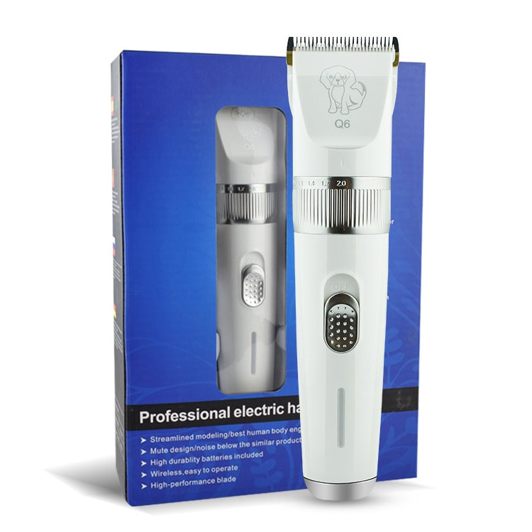 White electric pet grooming shaver in retail box with visible charger port