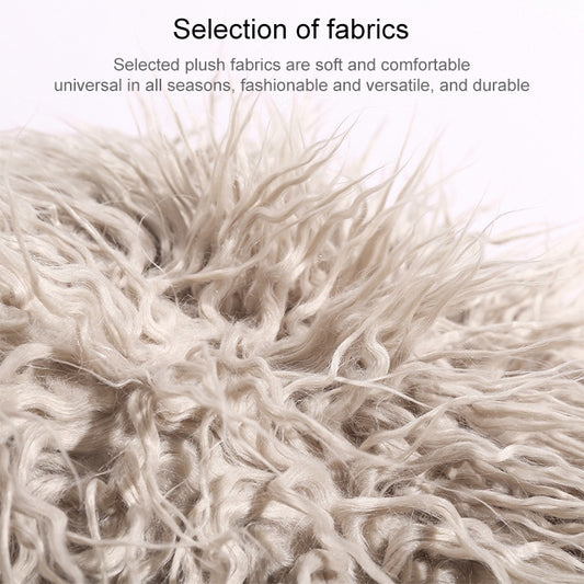 Close-up of creamy plush shag fabric texture for pillow cover