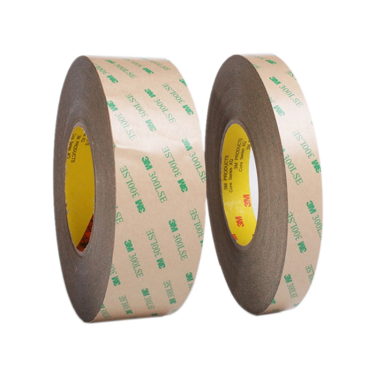 Pair of transparent double-sided adhesive tape rolls with printed backing