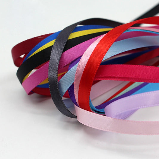 High density polyester satin ribbon set, mixed colors in bundled narrow strips
