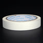 White masking tape roll, 50m x 20mm, top view with blue inner branding