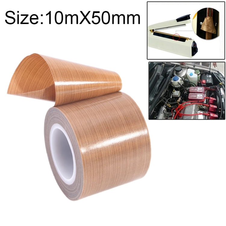 Heat-resistant Teflon cloth sealing tape roll, brown, 10m x 50mm