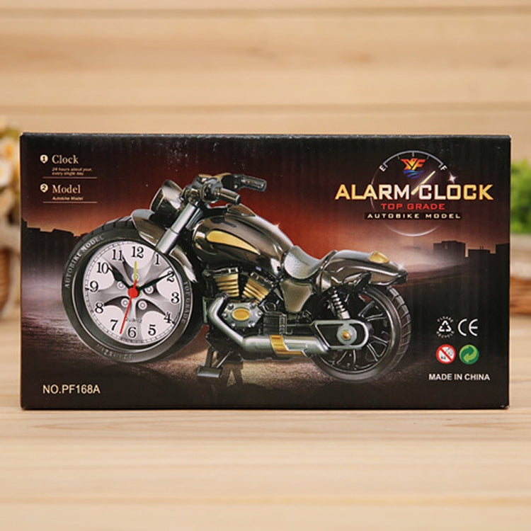 Black and gold cartoon motorcycle alarm clock retail box with printed clock image