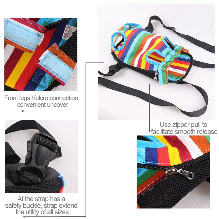 Dog carrier backpack with front legs Velcro connection and zipper for easy open-close