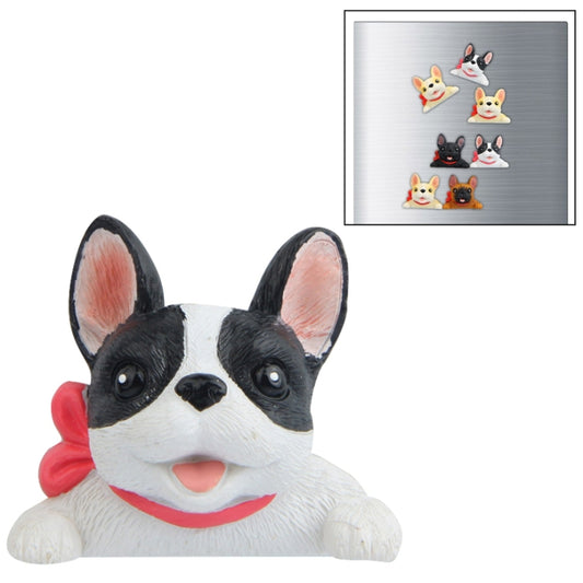Black-and-white French bulldog 3D wall decal with red collar